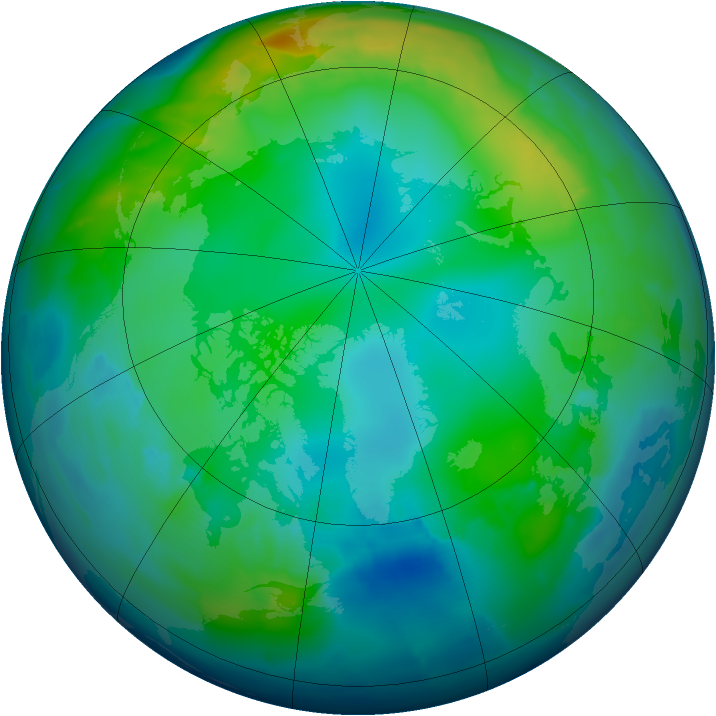 Arctic ozone map for 25 November 2012